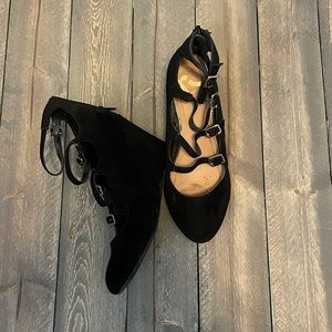 Black Strappy Wedges